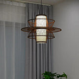 Contemporary Chinese Bamboo Woven Light Pendant for Living Room