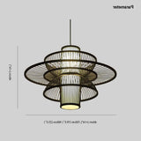Contemporary Chinese Bamboo Woven Light Pendant for Living Room