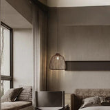 Wabi-Sabi Dark Rattan Pendant Light for Bedroom