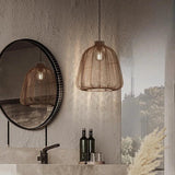 Wabi-Sabi Dark Rattan Pendant Light for Bedroom