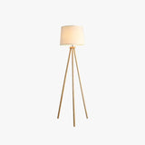 White Cylindrical Wooden Tripod Floor Lamp - Clowas