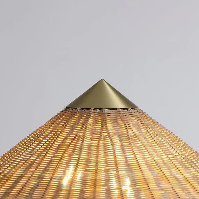 Cone Rattan White Floor Lamp - Clowas