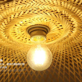 Natural Grid Restaurant Rattan Pendant Light - Clowas