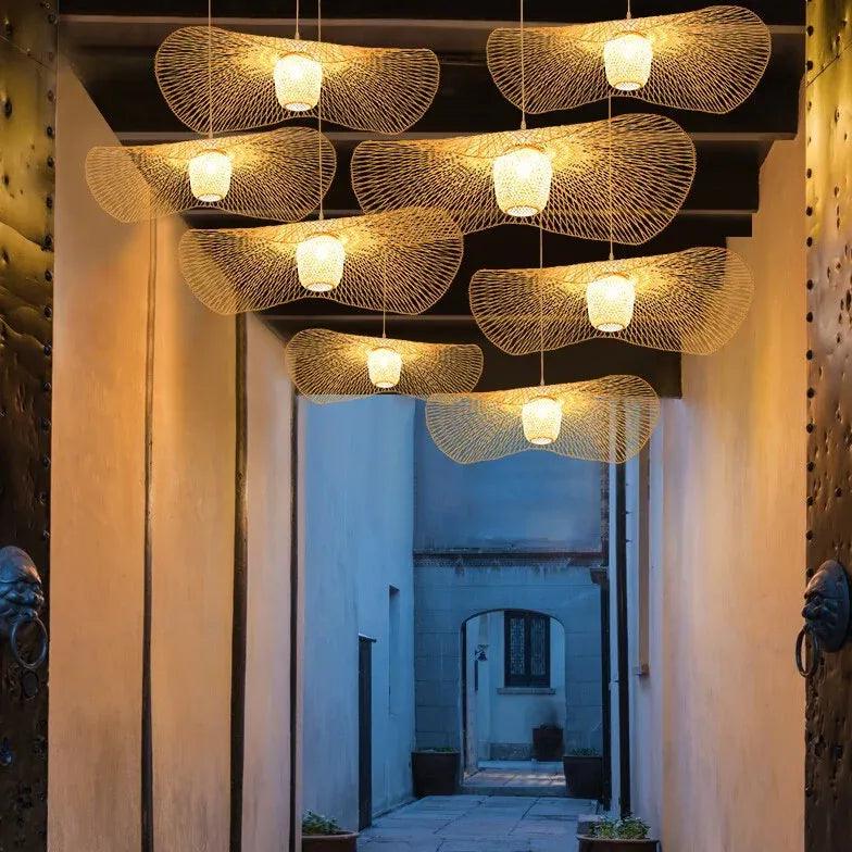 Tone Wave Rattan Vintage Pendant Light - Clowas