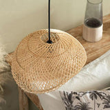 Grid Weaving Bedroom Rattan Pendant Light - Clowas
