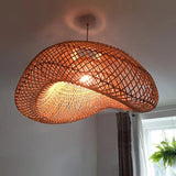 Grid Weaving Bedroom Rattan Pendant Light - Clowas