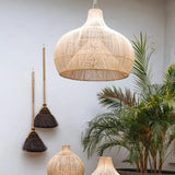 Woven Rattan Semi-Spherical Living Pendant Light - Clowas