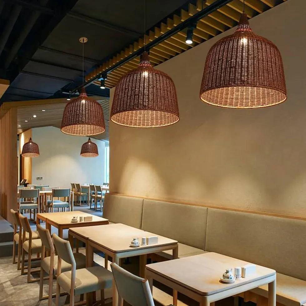 Natural Barrel Kitchen Rattan Pendant Light - Clowas