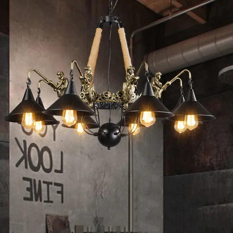 Natural Funnel Black Vintage Chandelier - Clowas