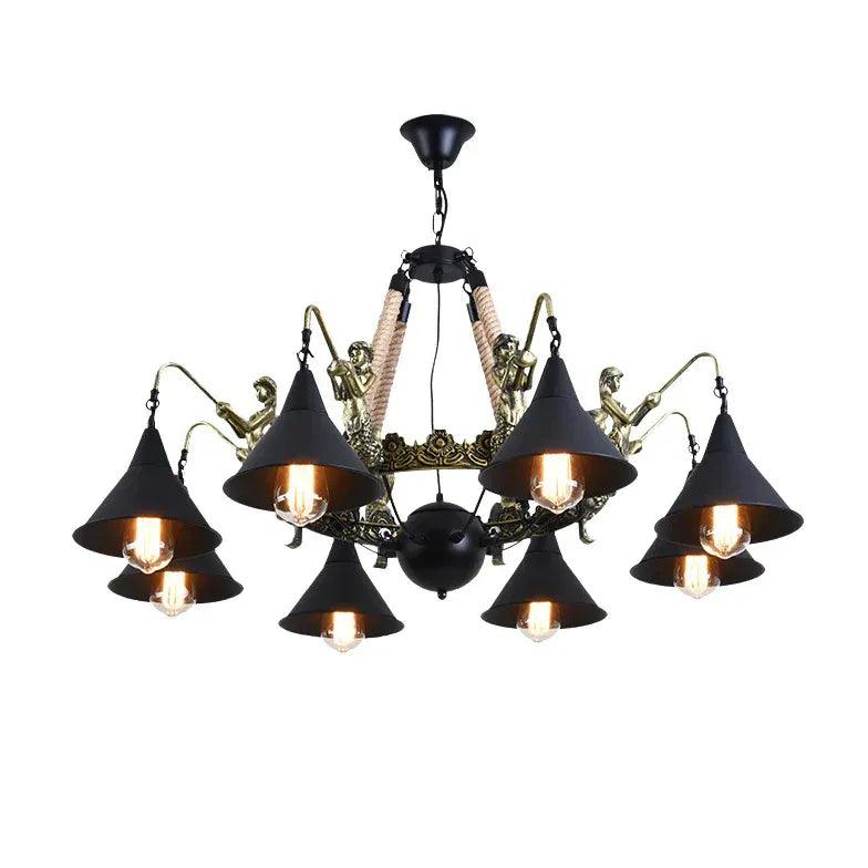 Natural Funnel Black Vintage Chandelier - Clowas