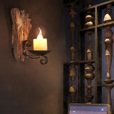 Natural Texture Candle Wood Vintage Wall Lights - Clowas