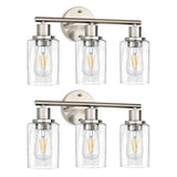 Nickel Vintage Glass Bathroom Wall Lights - Clowas