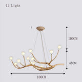 Rustic Branch Chandelier Glass Metal Living Room, Anti-Glare