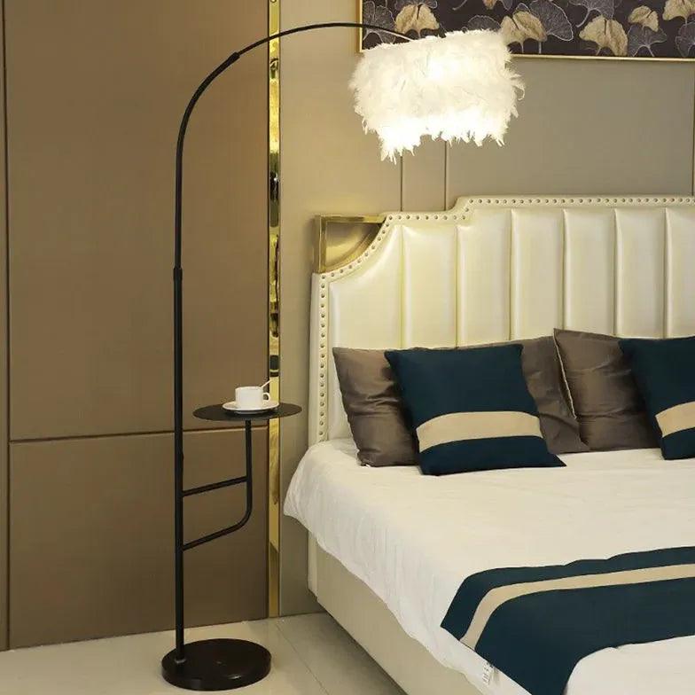 Metal Curved Coffee Table Feather Floor Lamp - Clowas