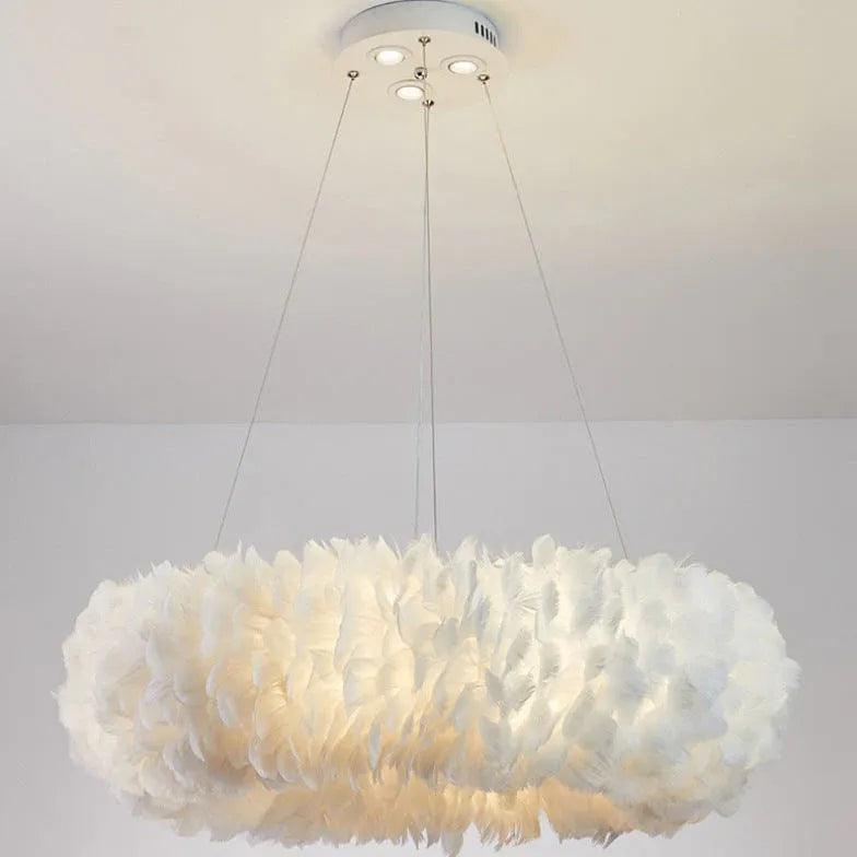 Plush Feathers Bedroom White Pendant Light - Clowas