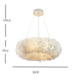 Plush Feathers Bedroom White Pendant Light - Clowas