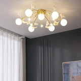 Bending Stars Bedroom Gold Flush Ceiling Lights - Clowas