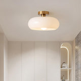 Bauhaus Retro Orange Glass Semi Flush Ceiling Light for Hallway