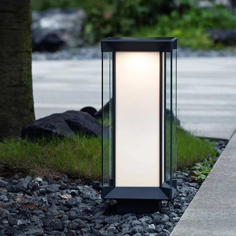 Black Cuboid Glass Led Outdoor Floor lamps - Clowas