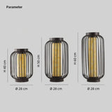 Outdoor Lantern Floor Light Solar with Black Metal for Patio