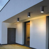 Black Cylindrical Porch Flush Outdoor Lights - Clowas