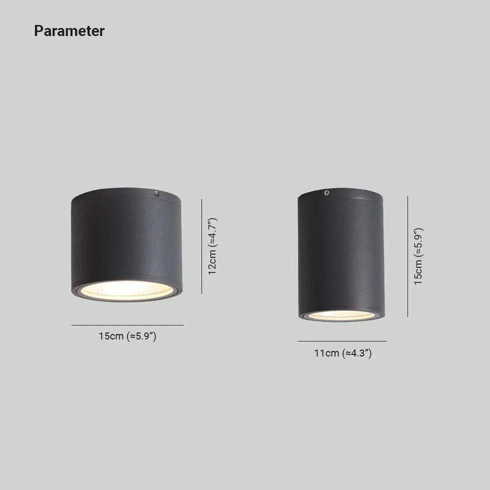 Black Cylindrical Porch Flush Outdoor Lights - Clowas
