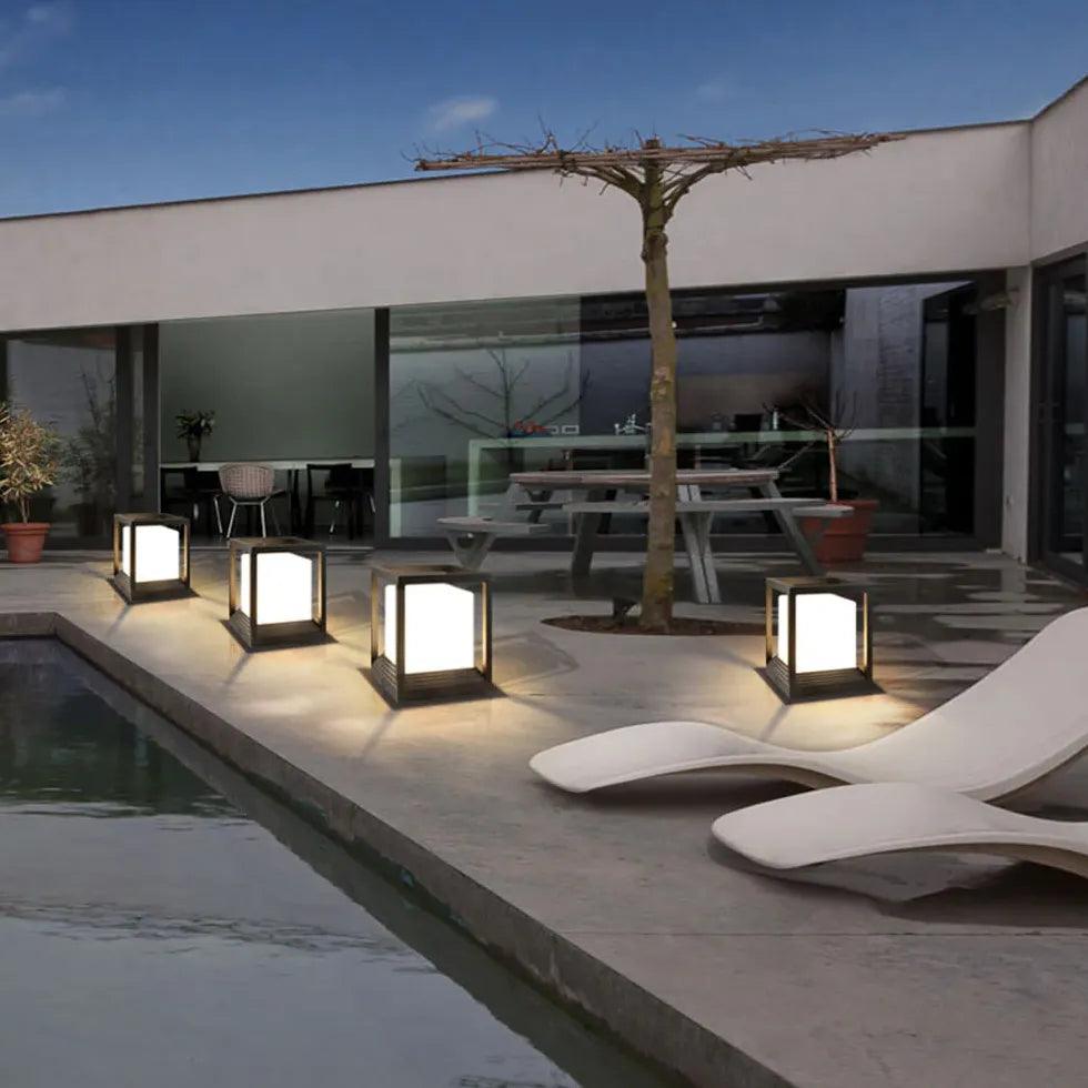 Cube Modern Outdoor Pillar Lights - Clowas