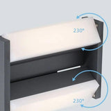 Warm White Rectangular Outdoor Up and Down Wall Lights - Clowas