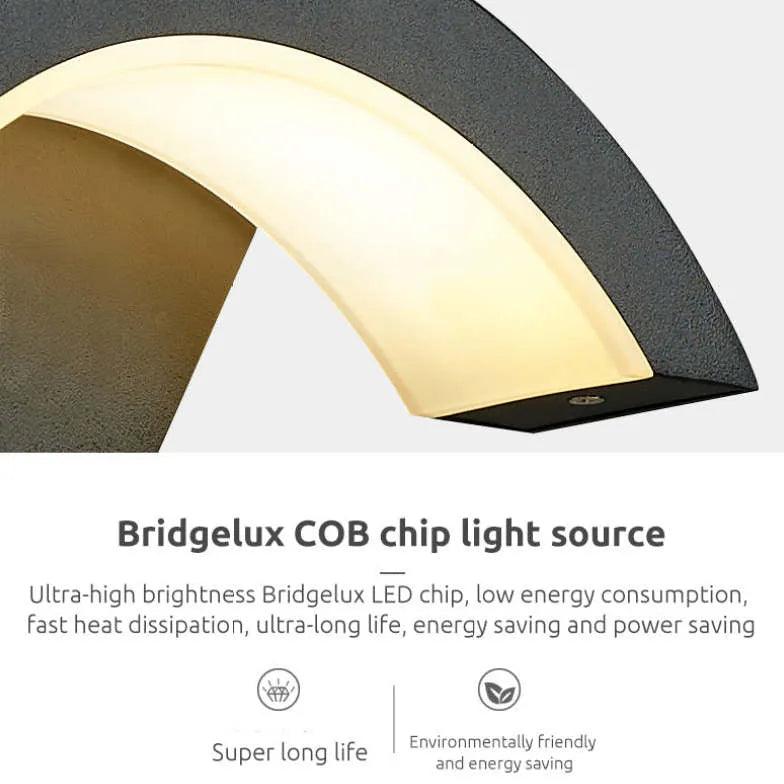 curved wall light black with sensor - Clowas