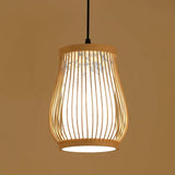 Oval Weaving Dining Room Wooden Pendant Light - Clowas