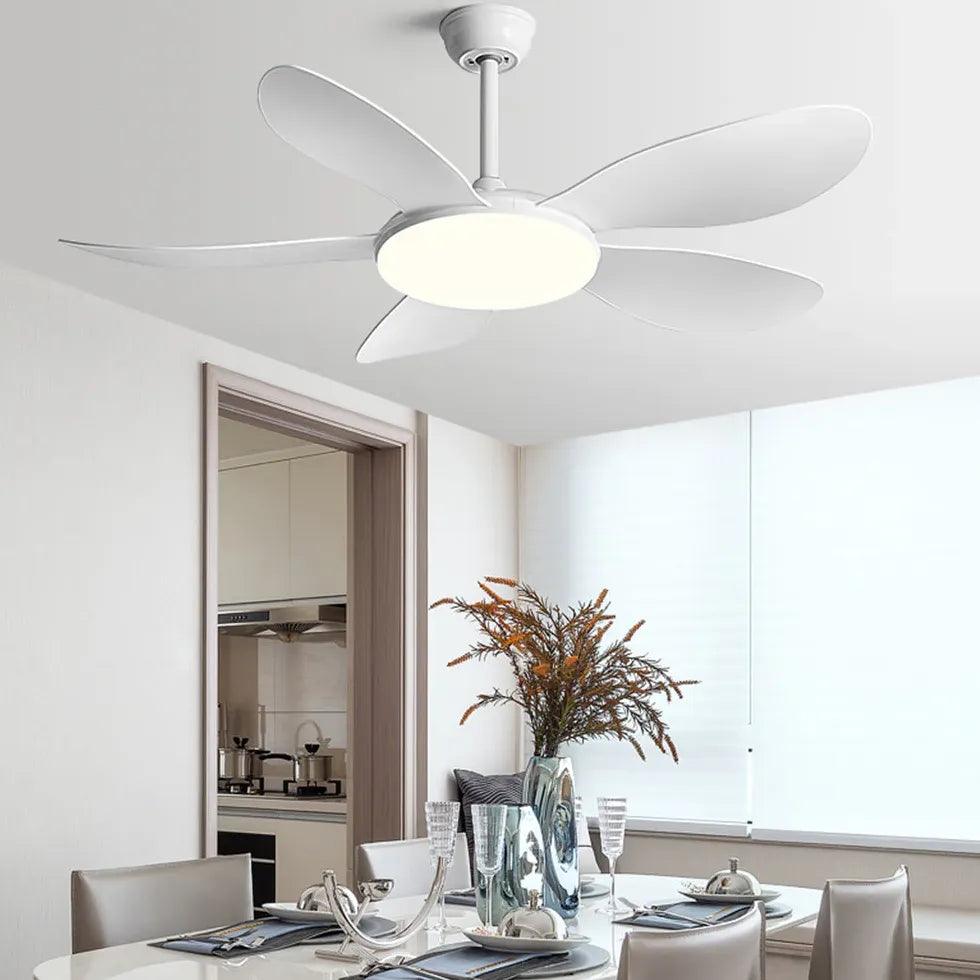 White Wooden Fan with Light - Clowas