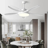 White Disc Wooden Ceiling Fan with Light - Clowas