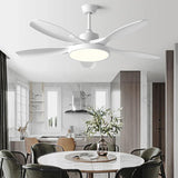 White Disc Wooden Ceiling Fan with Light - Clowas