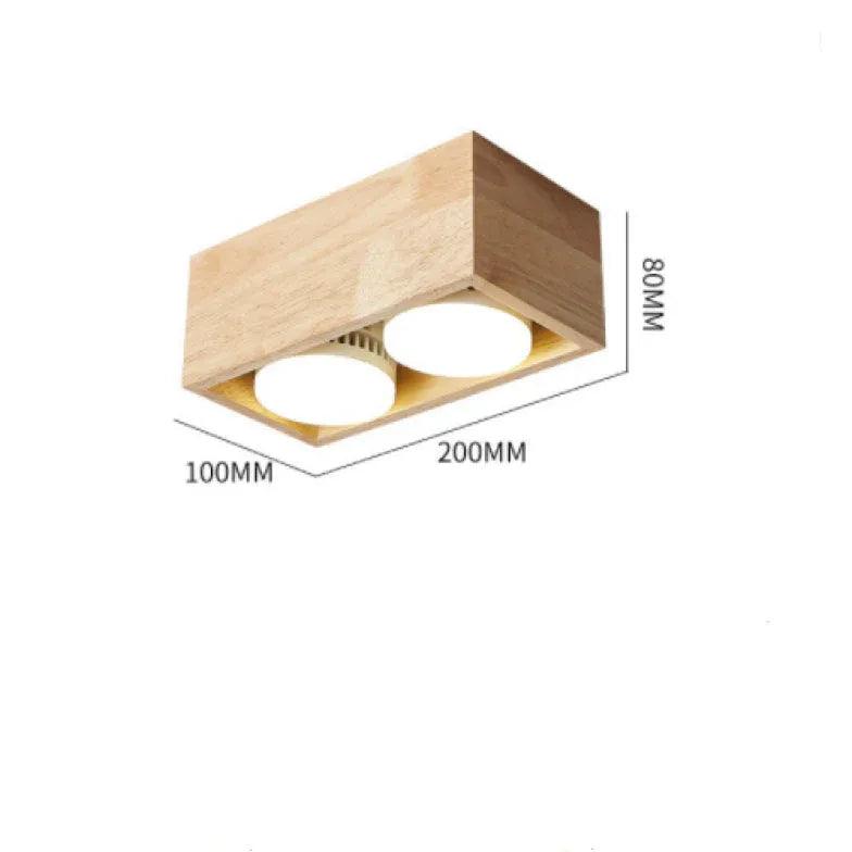 Square Double Lights Wooden Flush Ceiling Lights - Clowas