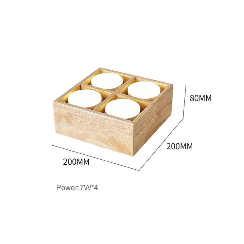 Square Double Lights Wooden Flush Ceiling Lights - Clowas