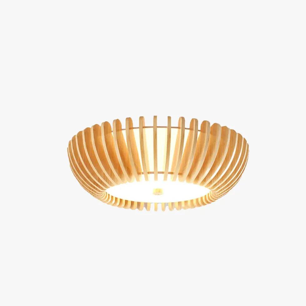 Pastoral Stripes Bedroom Wooden Flush Ceiling Lights - Clowas