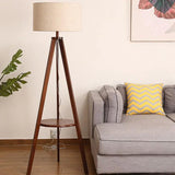 Cylindrical Beige Tripod Floor Lamp - Clowas
