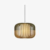 Hollow Green Dining Room Wooden Pendant Light - Clowas