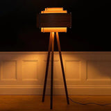 Brown Cylindrical Tripod Floor Lamp for Bedroom - Clowas