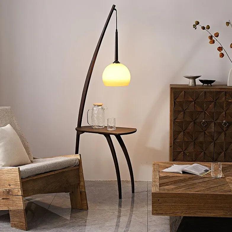 Brown Tripod Floor Lamp with Round Lampshade - Clowas