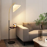 Simple Pleated Floor Arc Lamp for Living Room
