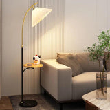 Simple Pleated Floor Arc Lamp for Living Room