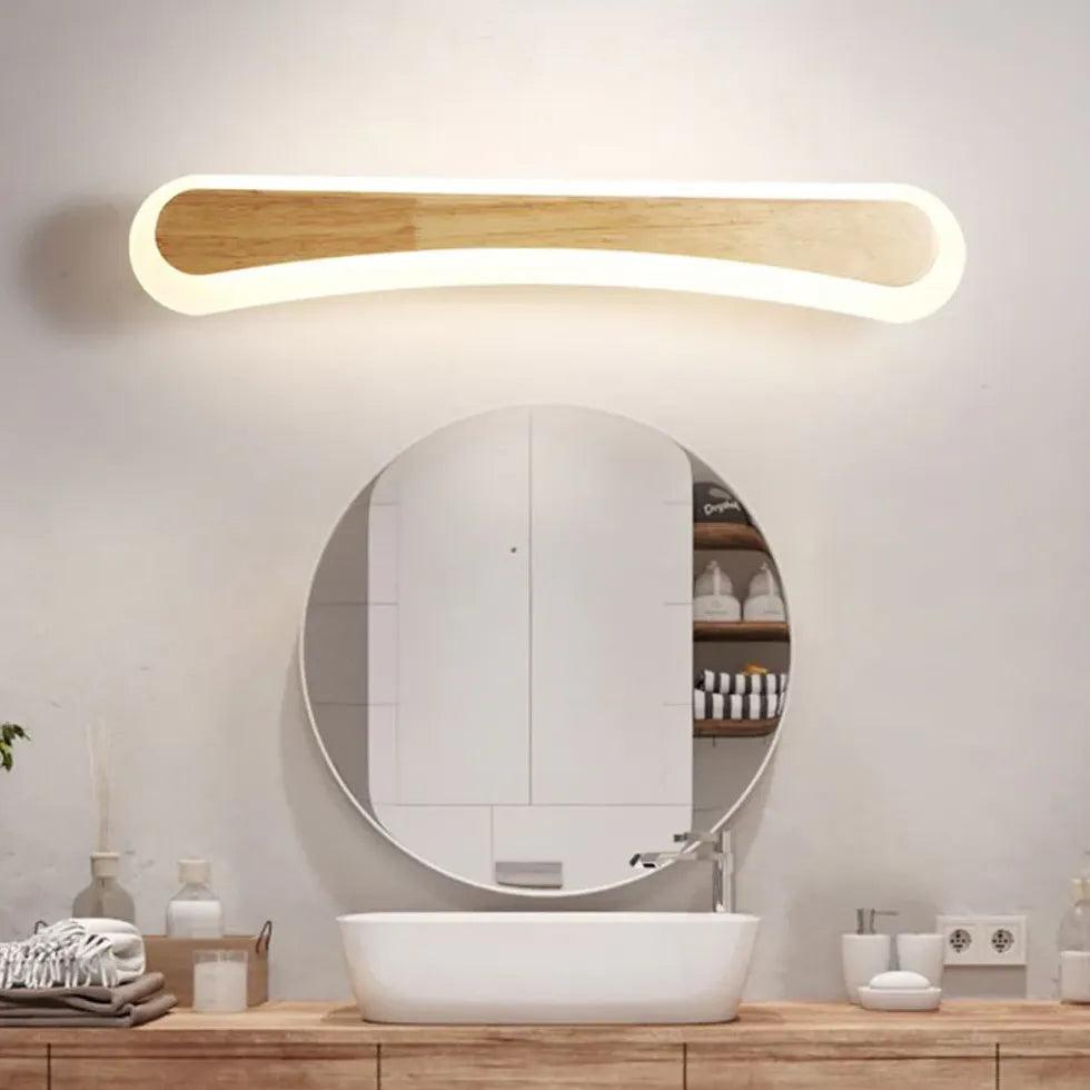 Minimalist Vanity Wooden Led Mirror Lights - Clowas