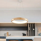 Ozawa Modern Ring Wood Pendant Light - Clowas