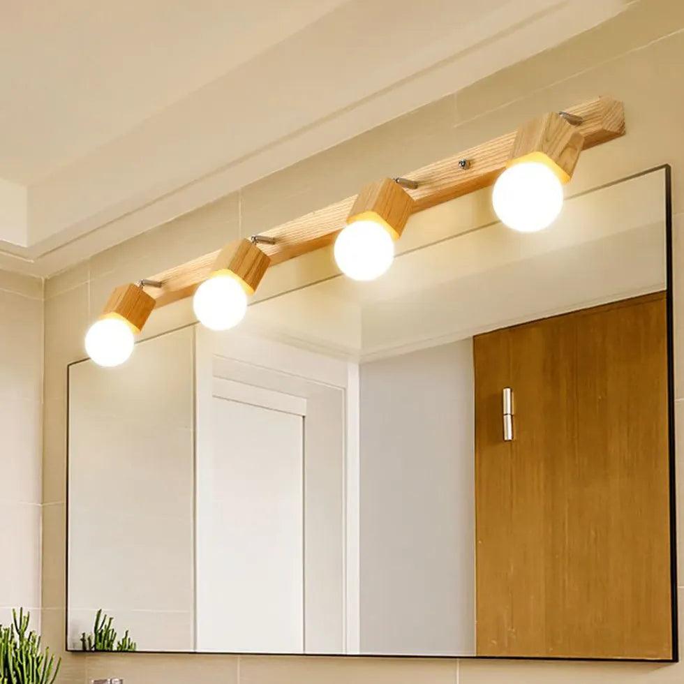 Square Globe Wooden Bathroom Spotlights - Clowas