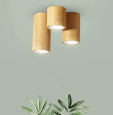 Rounded Column Wooden Flush Ceiling Lights - Clowas