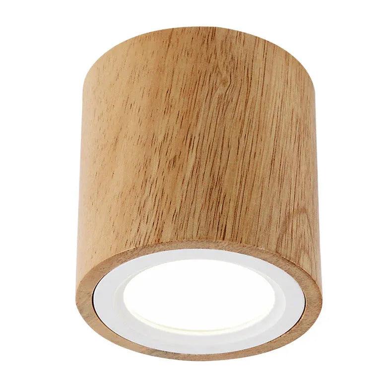 Rounded Column Wooden Flush Ceiling Lights - Clowas