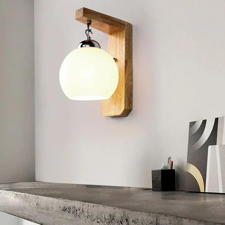 Nordic Minimalist Wooden Glass Modern Wall Lights - Clowas
