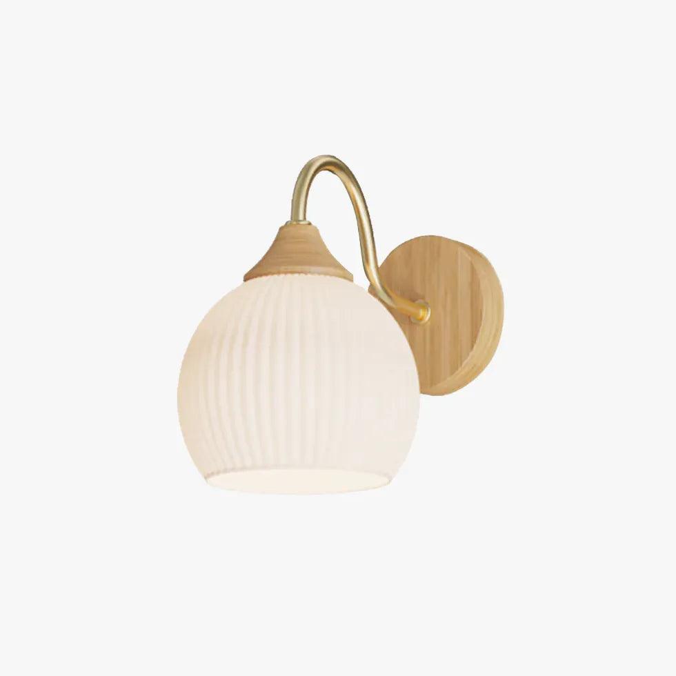 Nordic Wooden Glass Bedroom Wall Lights - Clowas