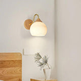 Nordic Wooden Glass Bedroom Wall Lights - Clowas